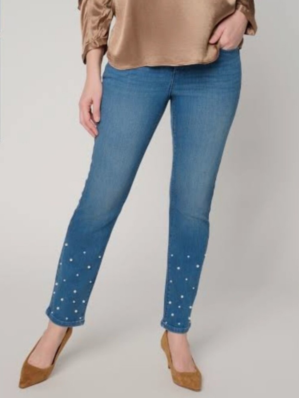 Soho Boyfriend Pearl-Embellished Jeans